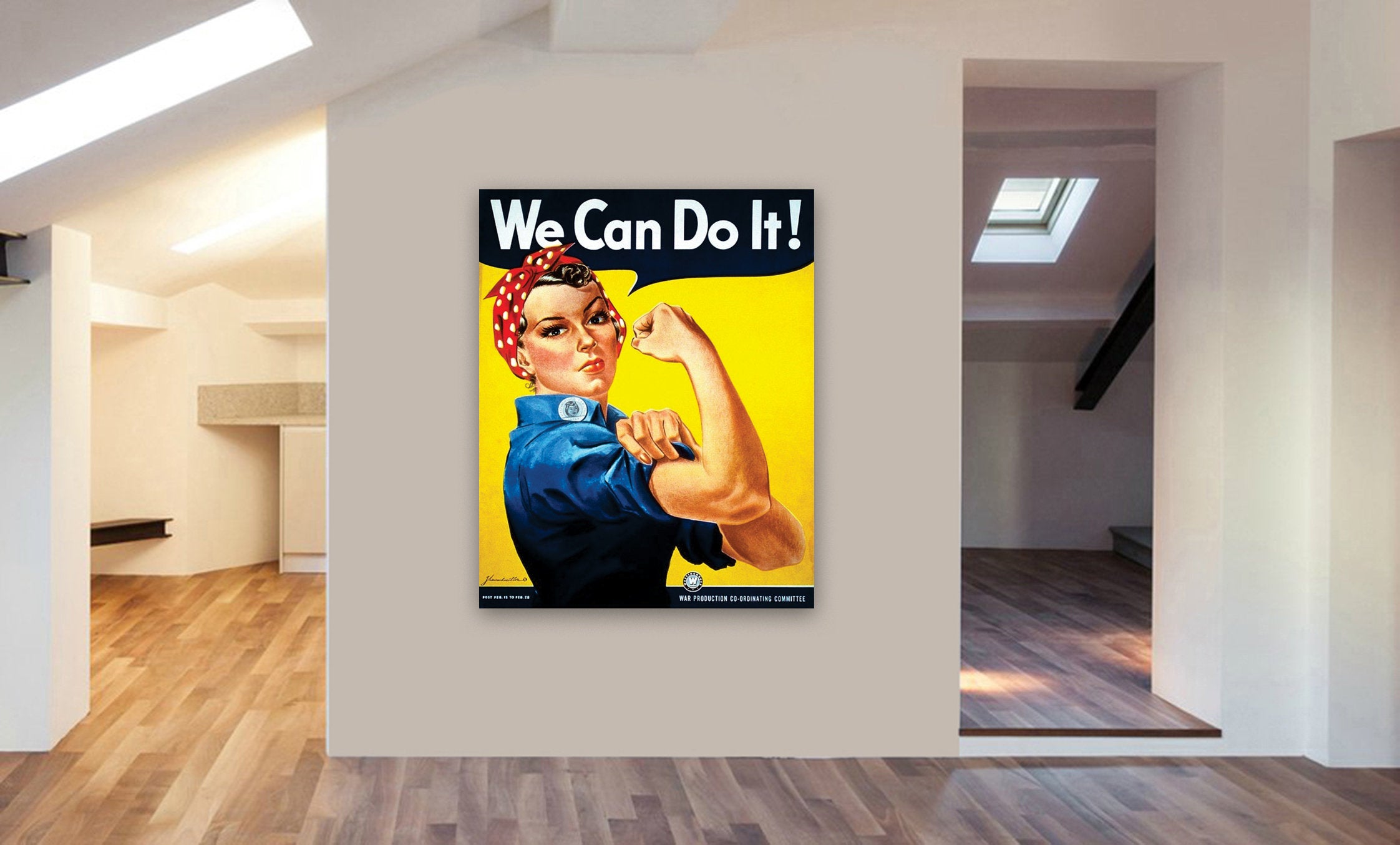 We Can Do It - Wartime Propaganda Vintage, Retro  - Canvas Wall Art Framed Print.
