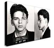 Frank Sinatra Police Mug Shot  - Black And White Canvas Wall Art Print - Various Sizes