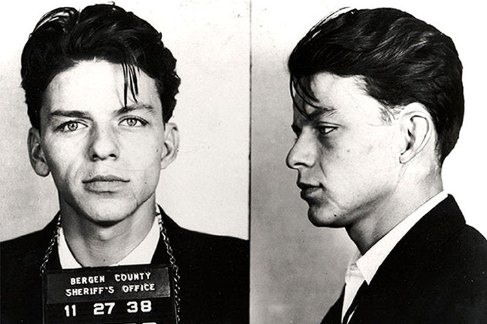 Frank Sinatra Police Mug Shot  - Black And White Canvas Wall Art Print - Various Sizes