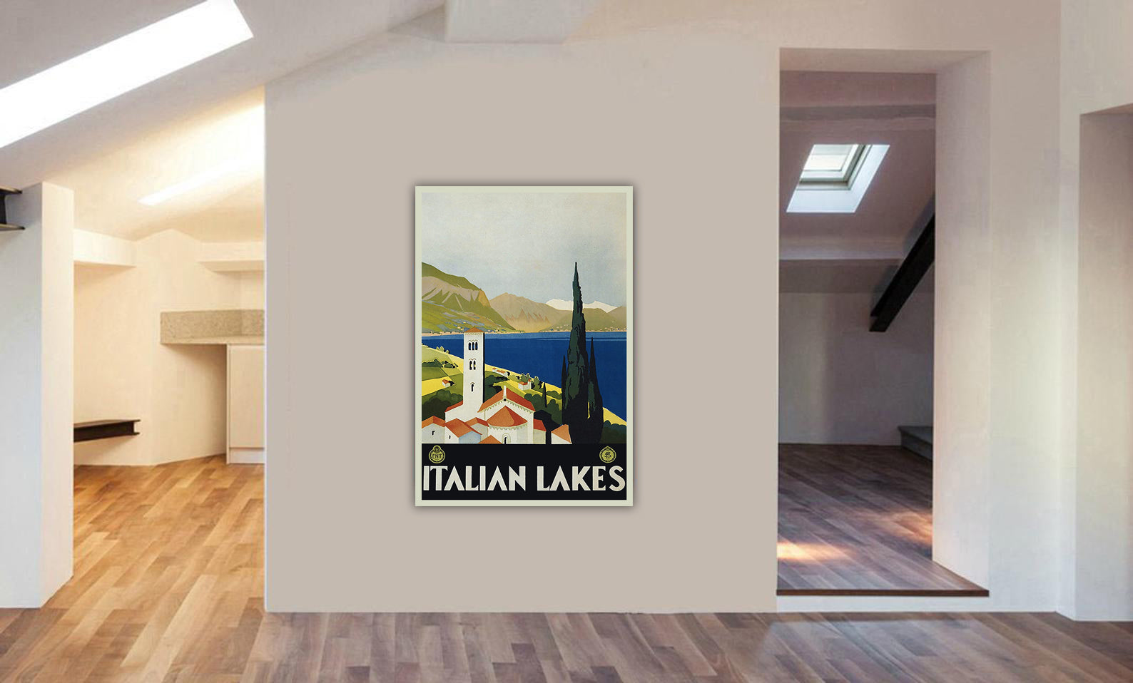 Italian Lakes - Vintage - Canvas Wall Art Framed Print - Various Sizes