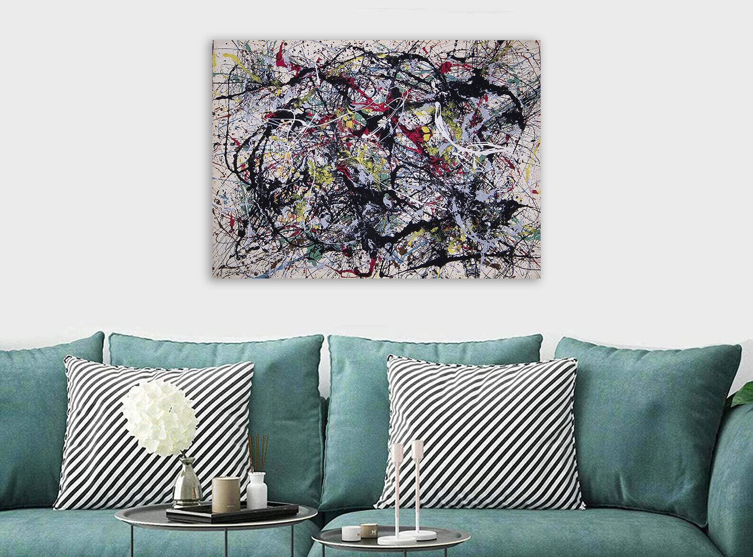 Jackson Pollock Number 34 - Canvas Wall Art Framed Print - Various Sizes