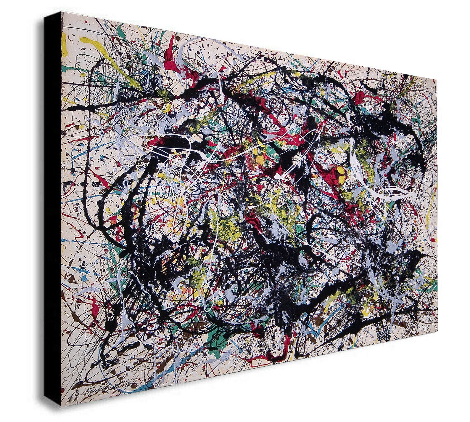 Jackson Pollock Number 34 - Canvas Wall Art Framed Print - Various Sizes