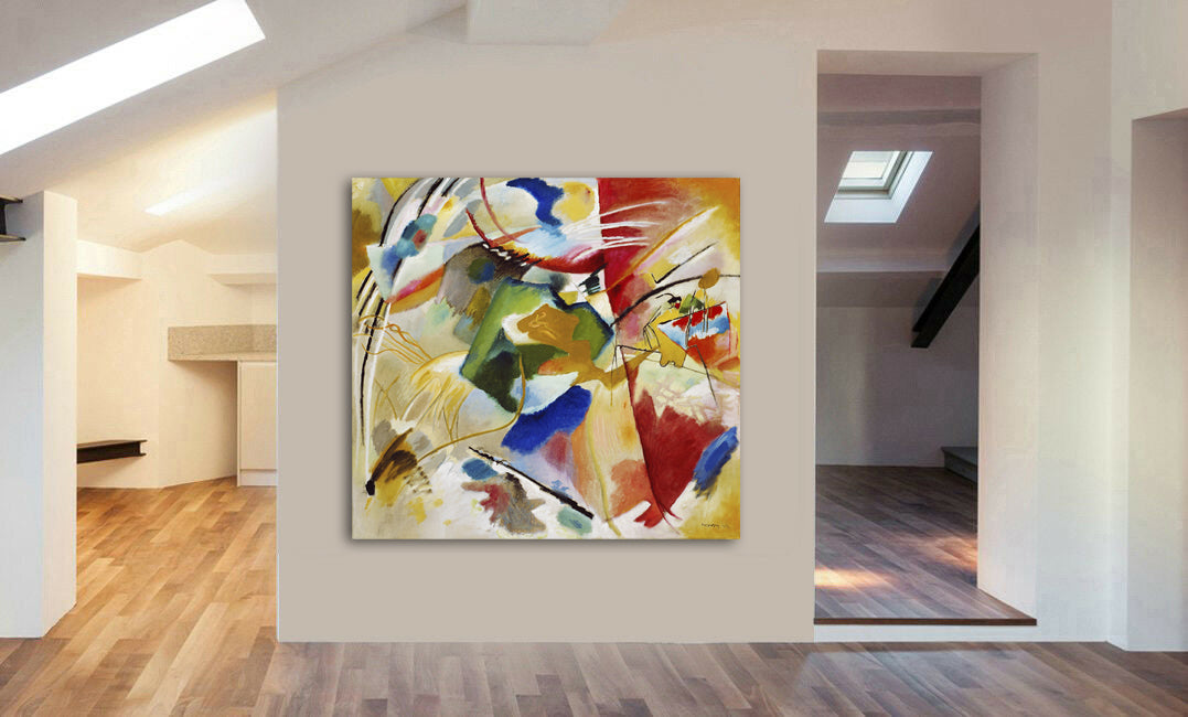 Painting with Green Center by Wassily Kandinsky - Framed Canvas Wall Art Print - Various Sizes