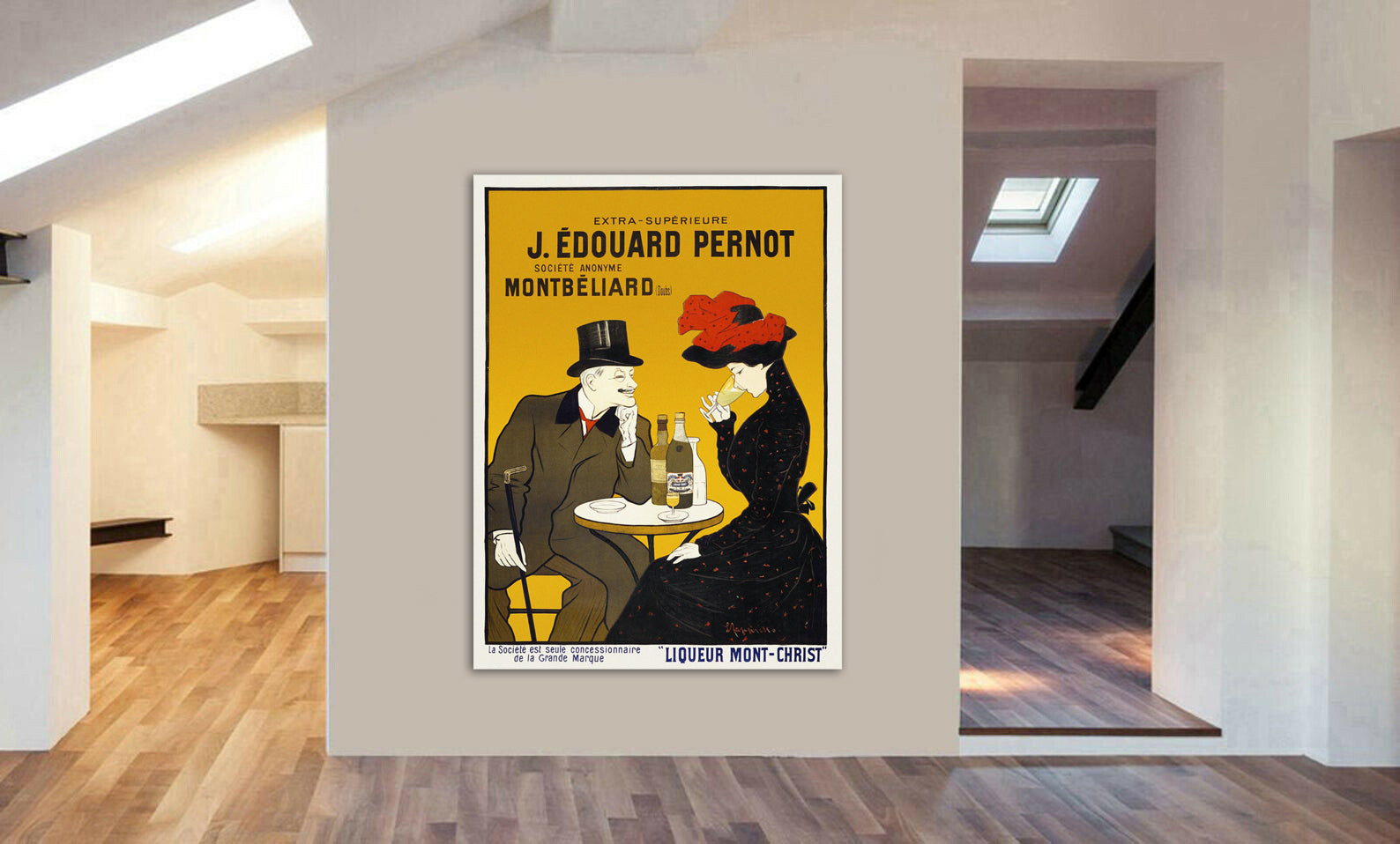 Vintage - Couple Drinking By Leonetto Cappiello - Canvas Wall Art Framed Print - Various Sizes