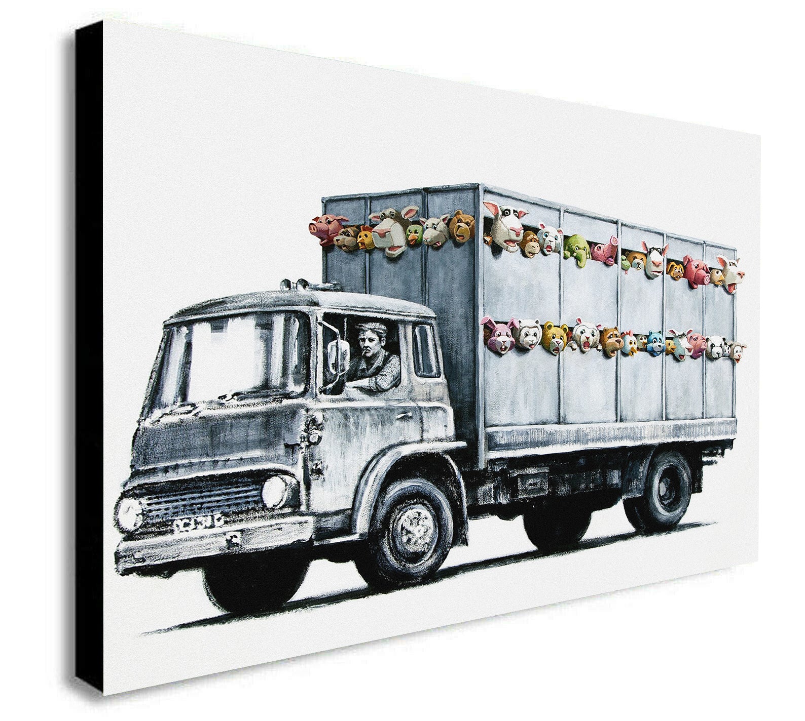 Banksy Street Art - Meat Truck - CANVAS WALL ART Framed Print - Various Sizes