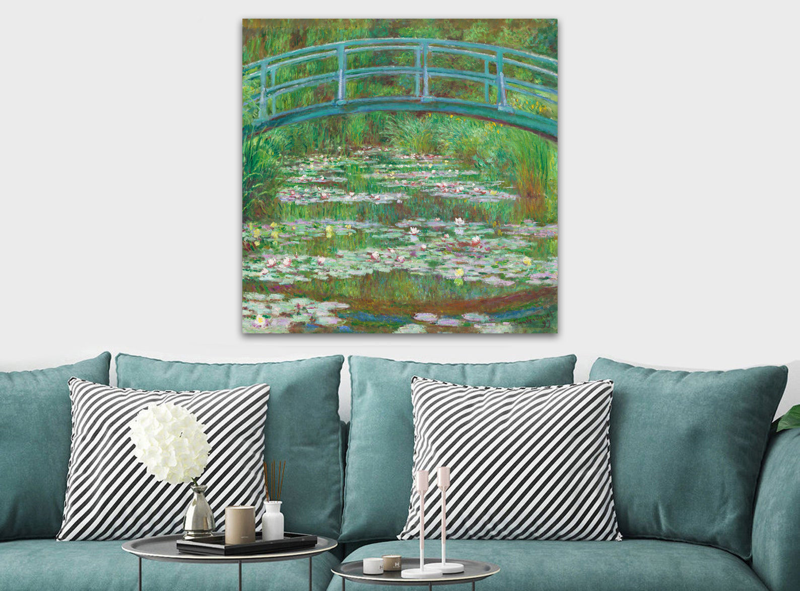 The Japanese Foot Bridge by Claude Monet  - Framed Canvas Wall Art Print - Various Sizes