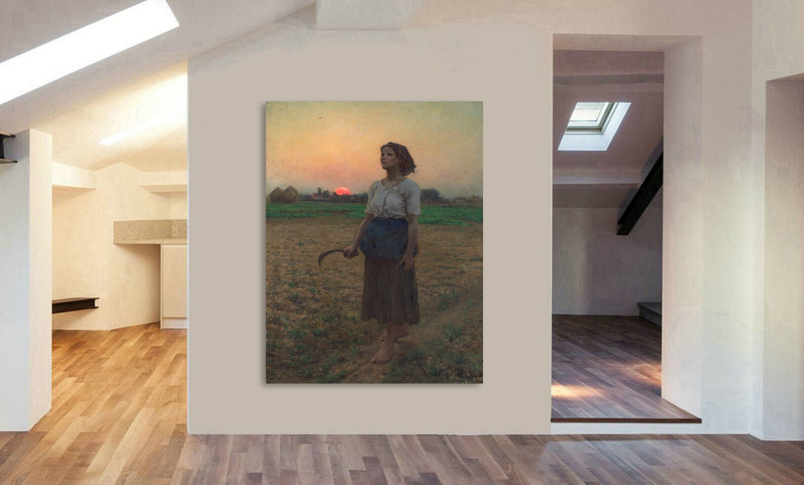 The Song of the Lark by Jules Adolphe Breton - Canvas Wall Art Framed Print - Various Sizes