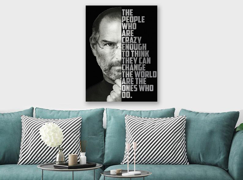 Steve Jobs - Famous Quote - Canvas Wall Art Framed Print. Various Sizes