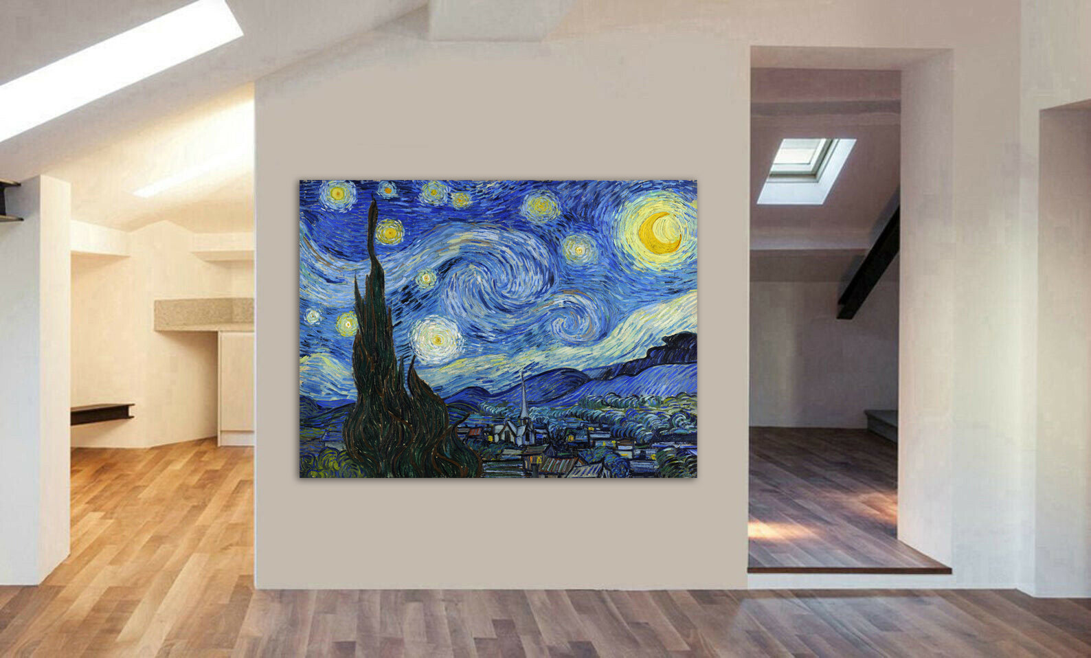 The Starry Night By Vincent Van Gogh - Canvas Wall Art Framed Print - Various Sizes