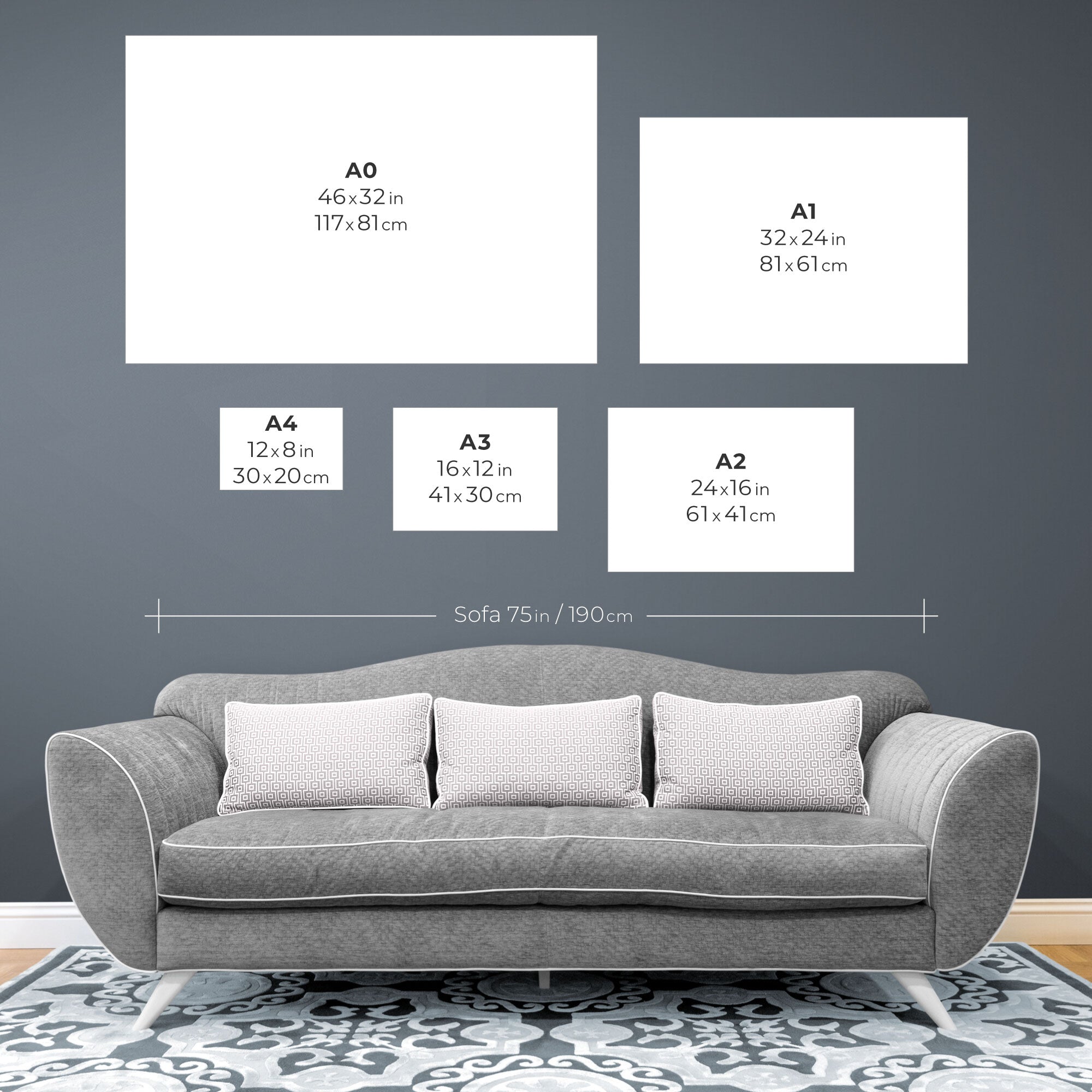 Monochrome Four Flowers - Wall Art - Canvas Wall Art Framed Print - Various Sizes