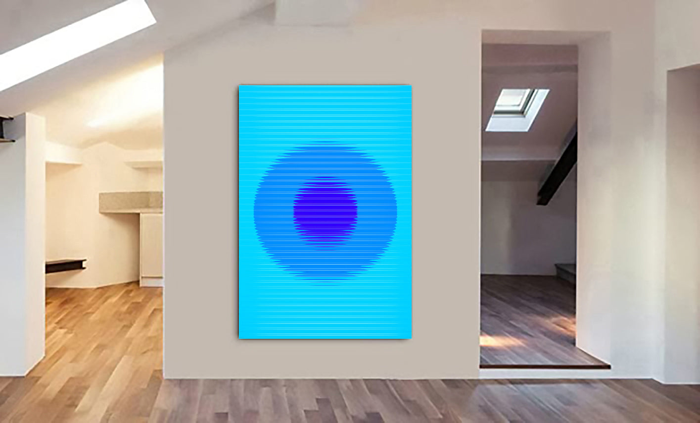 Blue Circles Abstract Minimal Wall Art - Canvas Wall Art Framed Print - Various Sizes