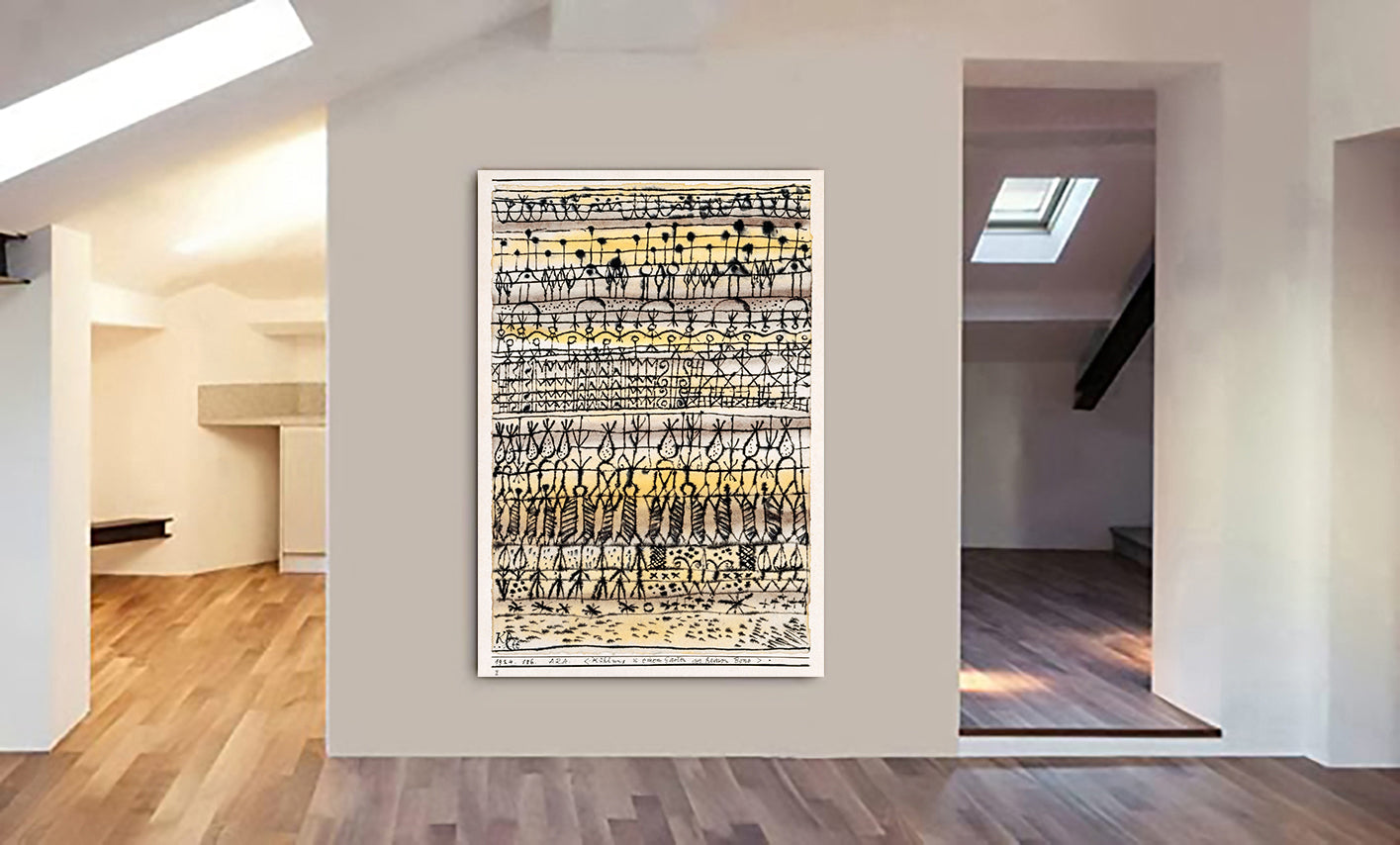 Paul Klee - Era Cooling In A Hot Zone Garden 1924 - Abstract Bauhaus Wall Art - Canvas Wall Art Framed Print - Various Sizes