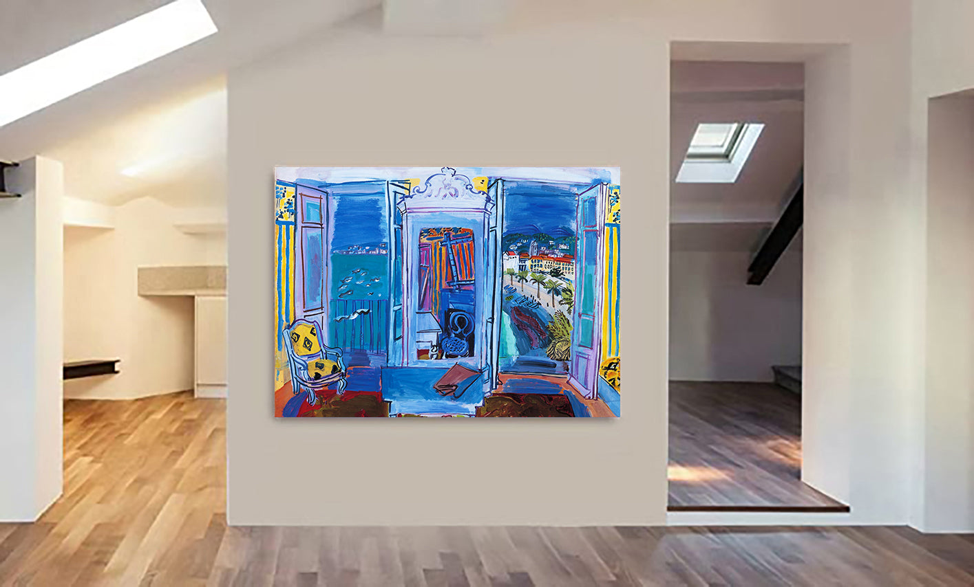 Window Opening on Nice - Wall Art by Raoul Dufy - Canvas Wall Art Framed Print - Various Sizes
