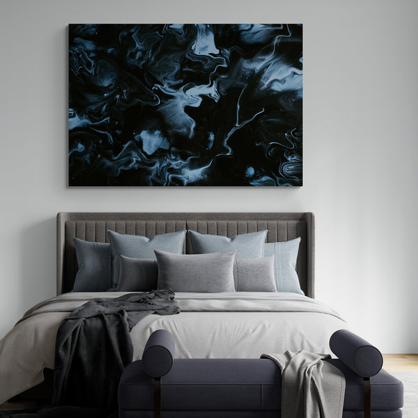 Abstract Black Marble - Modern Wall Art - Canvas Wall Art Framed Print - Various Sizes