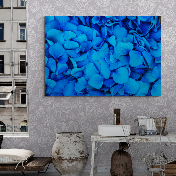 Blue Rose Petals - Flower Wall Art - Canvas Wall Art Framed Print - Various Sizes