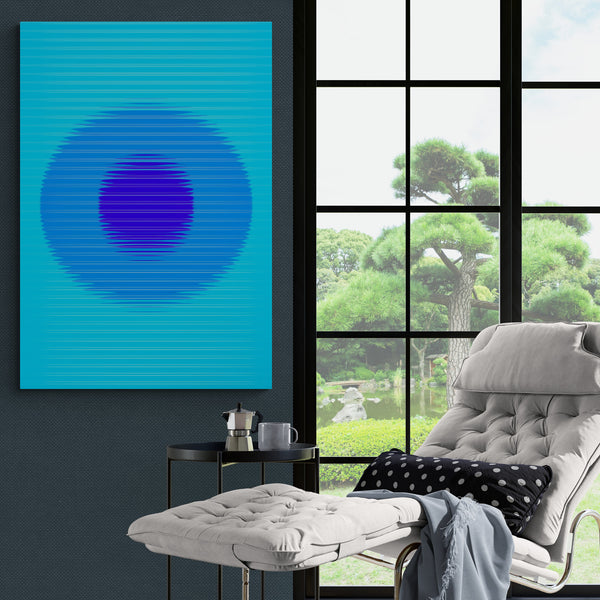 Blue Circles Abstract Minimal Wall Art - Canvas Wall Art Framed Print - Various Sizes
