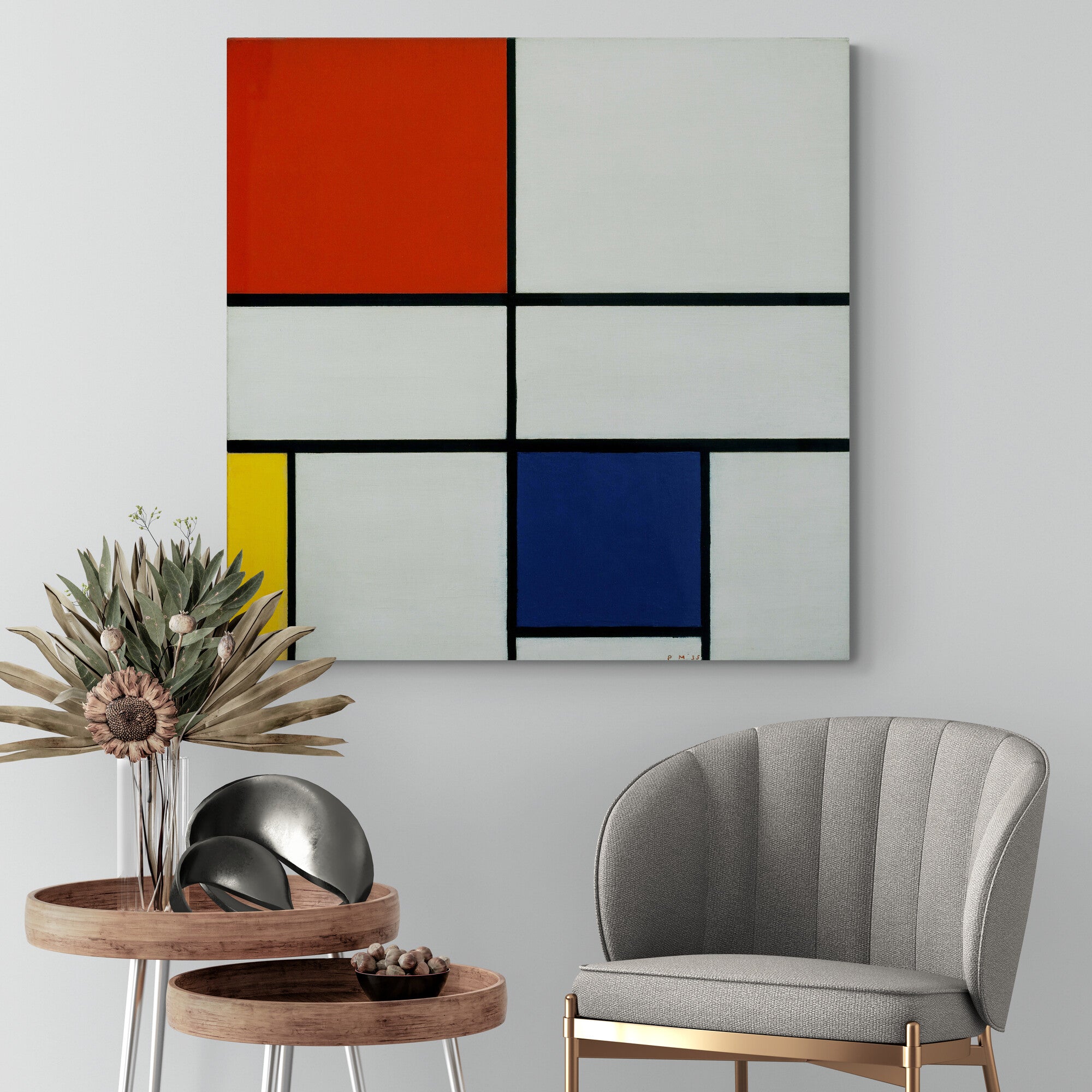 Piet Mondrian Composition - No.III with Red Yellow and Blue - Wall Art - Framed Canvas Wall Art Print - Various Sizes