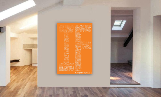 IF Poem - Orange - Rudyard Kipling - Canvas Wall Art Print - Various Sizes