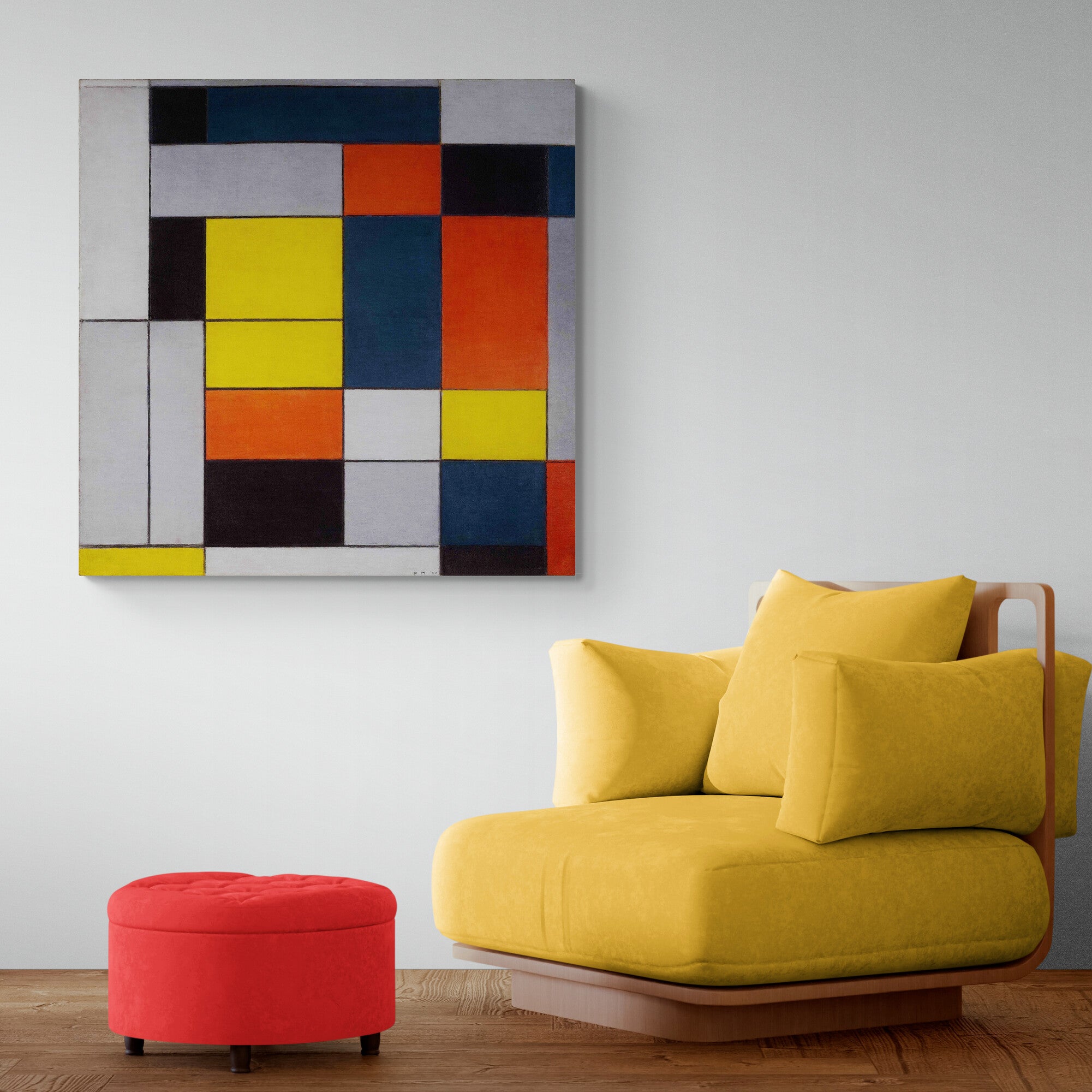 Piet Mondrian No VI Composition No II Wall Art - Framed Canvas Wall Art Print - Various Sizes