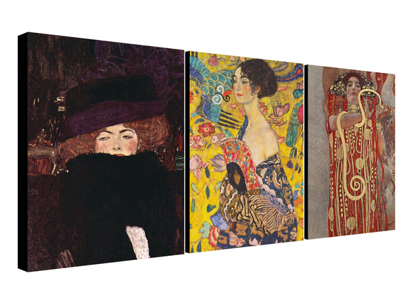 Gustav Klimt - Art Nouveau Wall Art - Exhibition Poster - Set of 3 Prints - Canvas Wall Art Framed Prints - Various Sizes