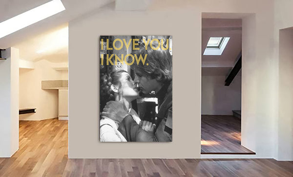 Han and Leia - I love you. I know. - Movie Wall Art - Canvas Wall Art Framed Print - Various Sizes
