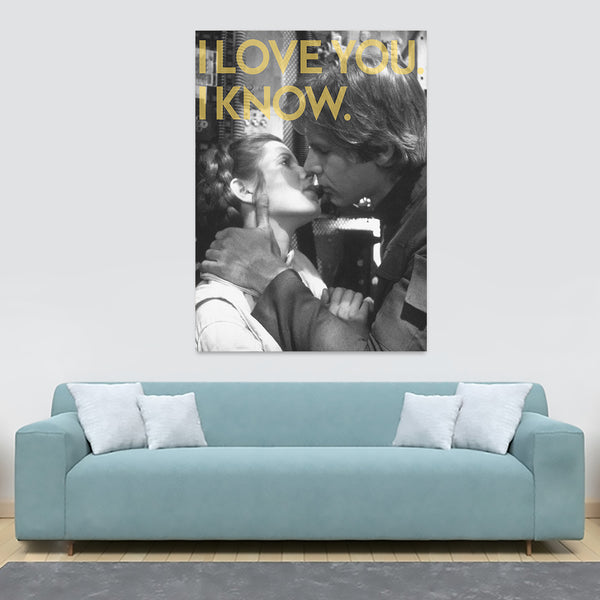 Han and Leia - I love you. I know. - Movie Wall Art - Canvas Wall Art Framed Print - Various Sizes
