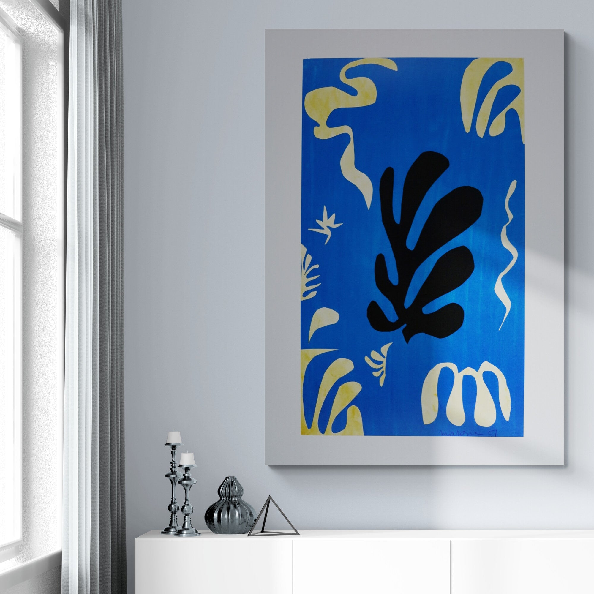 Henri Matisse - Composition On Blue - Abstract Wall Art - Canvas Wall Art Framed Print - Various Sizes