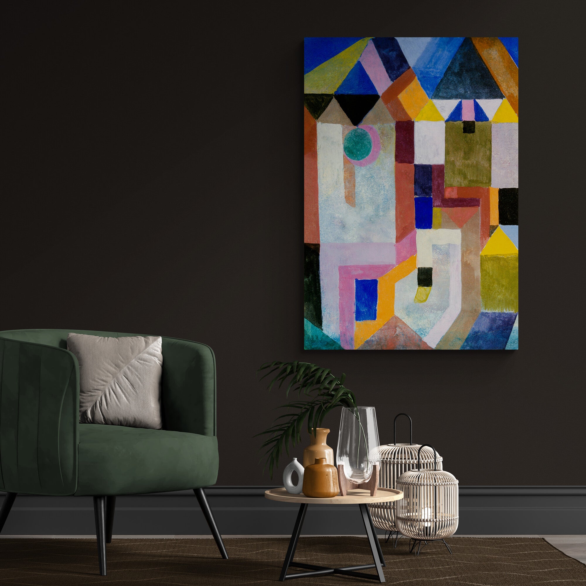 Colourful Architecture Wall Art by Paul Klee 1917 - Canvas Wall Art Framed Print - Various Sizes