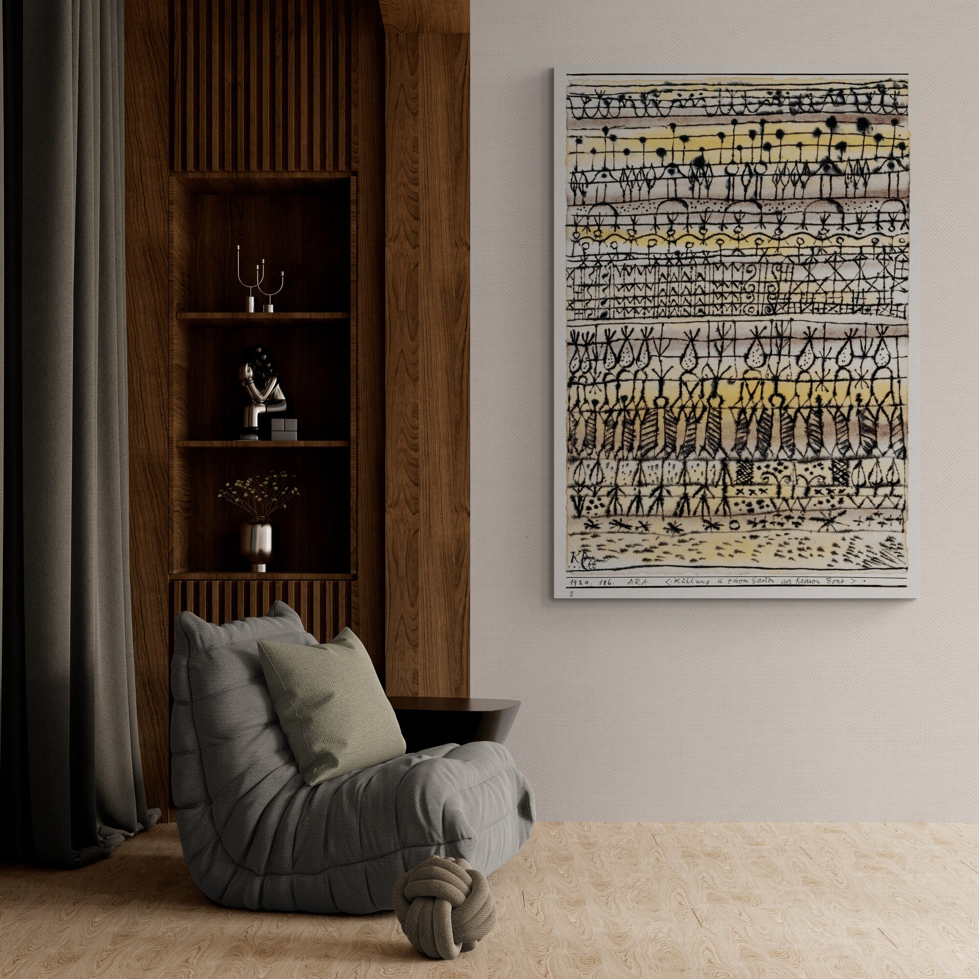 Paul Klee - Era Cooling In A Hot Zone Garden 1924 - Abstract Bauhaus Wall Art - Canvas Wall Art Framed Print - Various Sizes