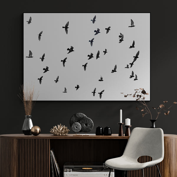 A Flock Of Birds - Wall Art - Canvas Wall Art Framed  Print - Various Sizes