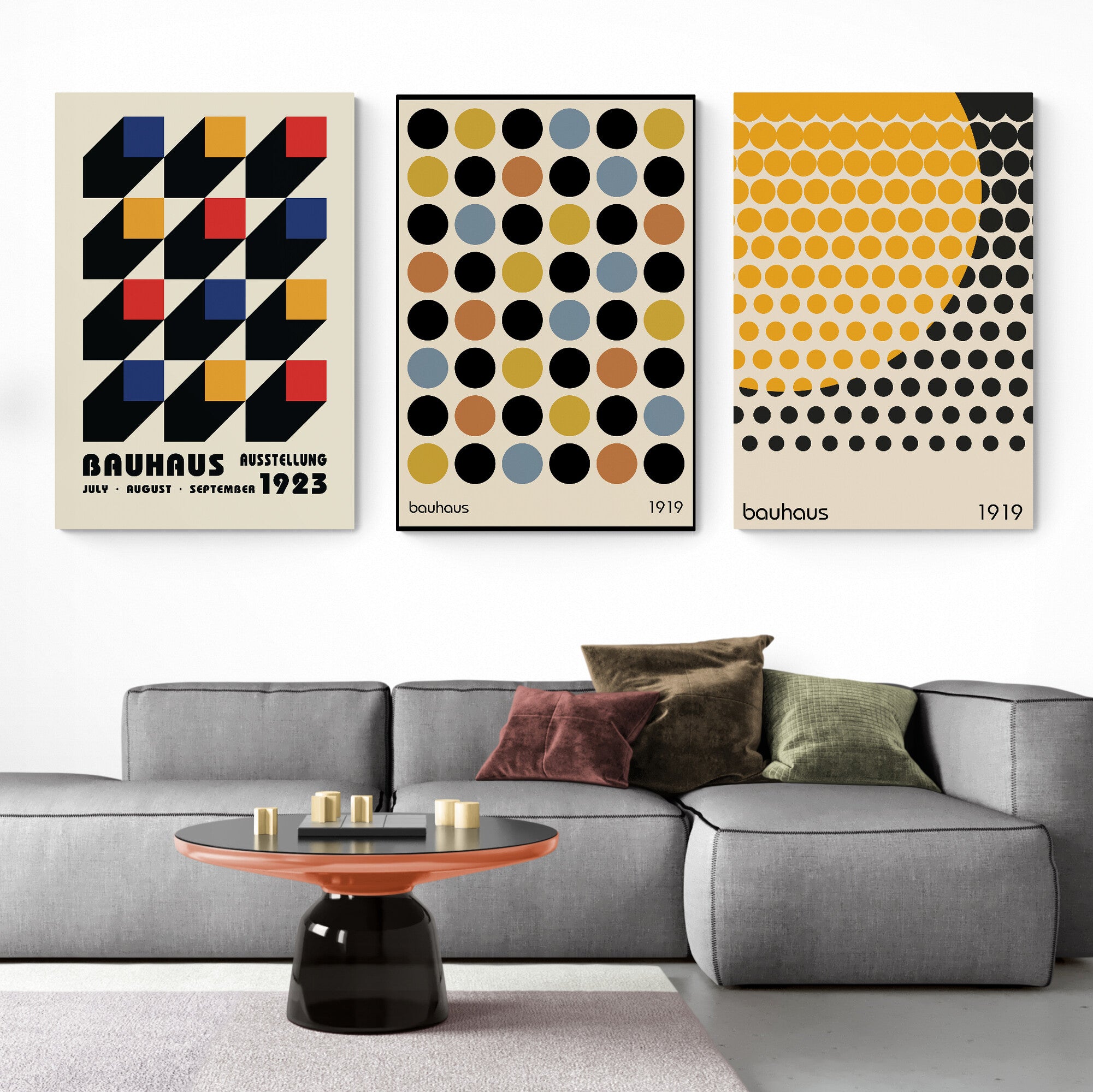 Bauhaus Wall Art - Bauhaus Print - Exhibition Poster - Set of 3 Prints - Canvas Wall Art Framed Prints - Various Sizes