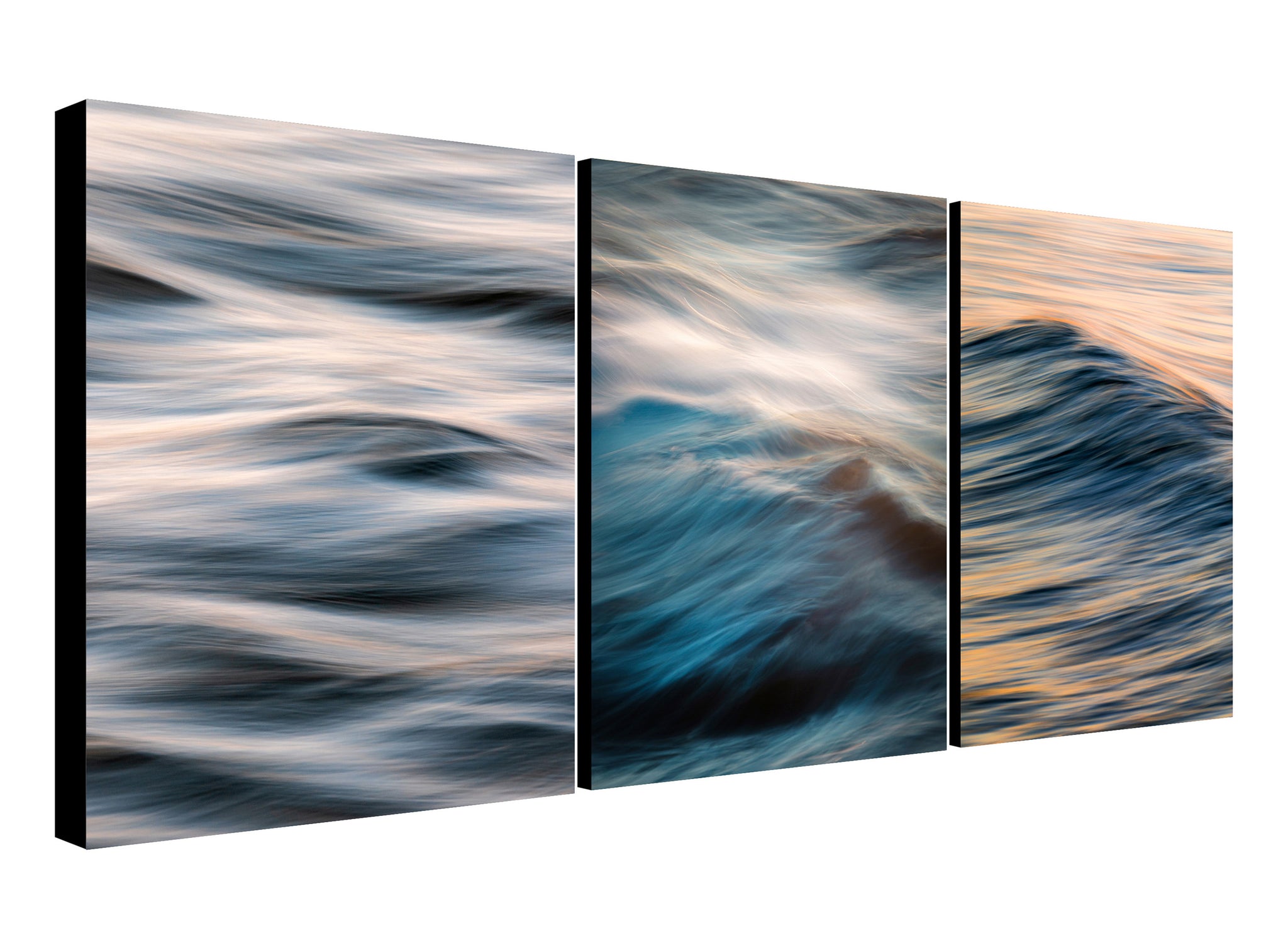 Moving Waves - Ocean Wall Art - Modern Art - Bathroom Prints  - Set of 3 Prints - Canvas Wall Art Framed Prints - Various Sizes