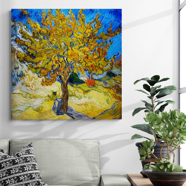 Mulberry Tree - Vincent Van Gogh With Black Cat - Funny Wall Art - Framed Canvas Wall Art Print - Various Sizes