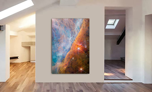 NASA James Webb Telescope Orion Bar (NIRCam Image) Wall Art - Canvas Wall Art Framed Print - Various Sizes
