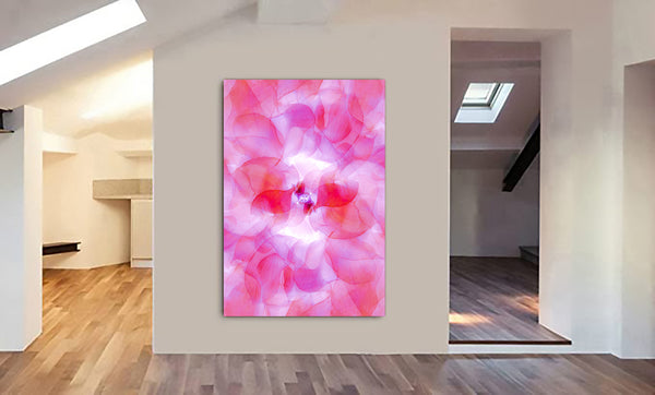 Pink Flower Leaves Abstract Wall Art - Canvas Wall Art Framed Print - Various Sizes
