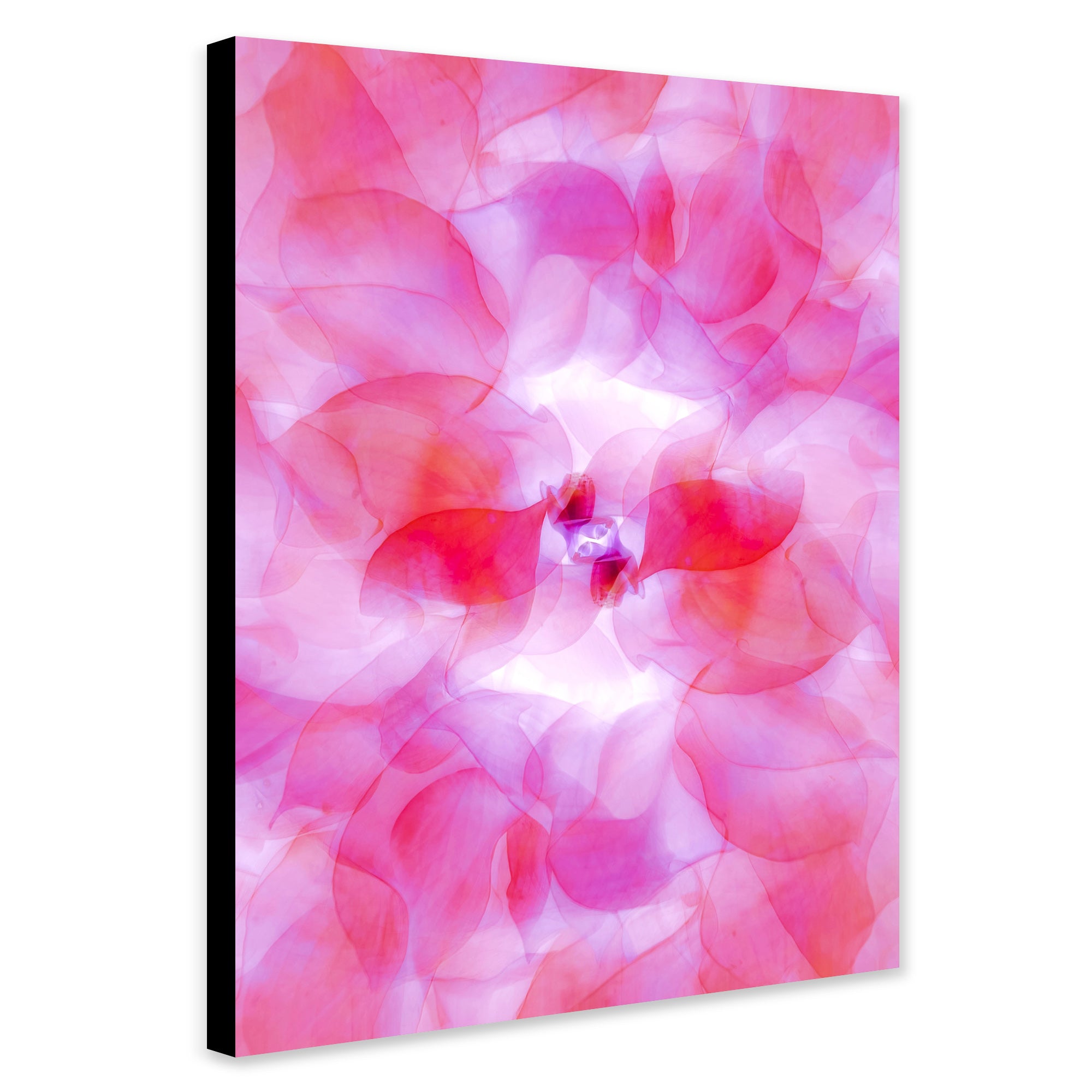 Pink Flower Leaves Abstract Wall Art - Canvas Wall Art Framed Print - Various Sizes