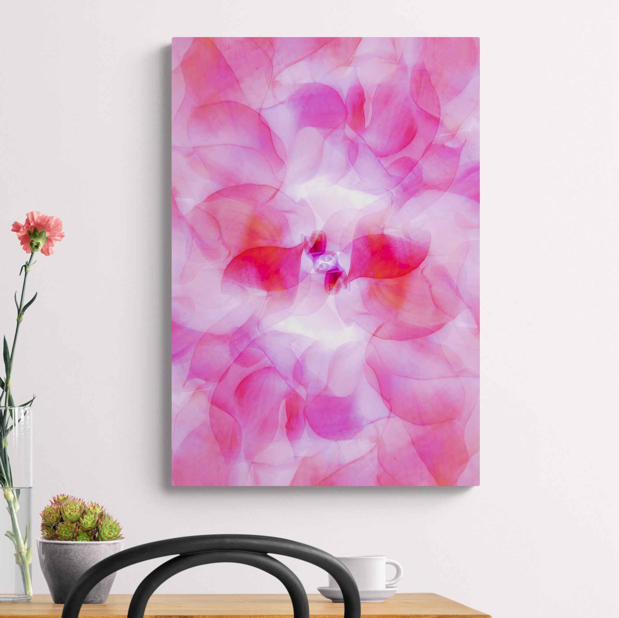 Pink Flower Leaves Abstract Wall Art - Canvas Wall Art Framed Print - Various Sizes
