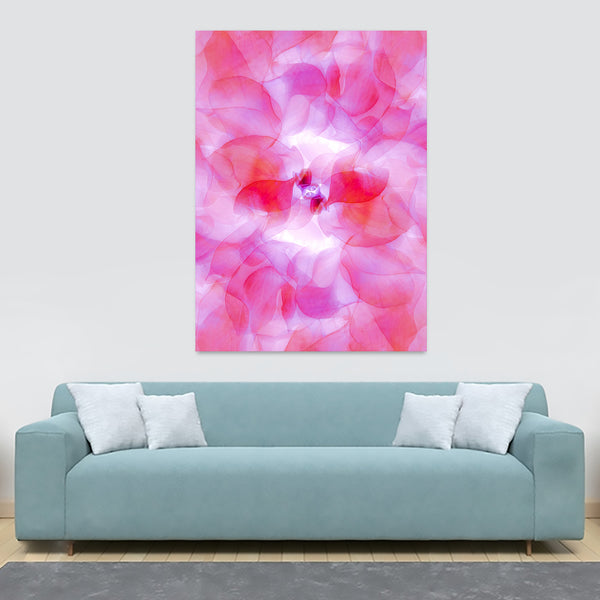 Pink Flower Leaves Abstract Wall Art - Canvas Wall Art Framed Print - Various Sizes
