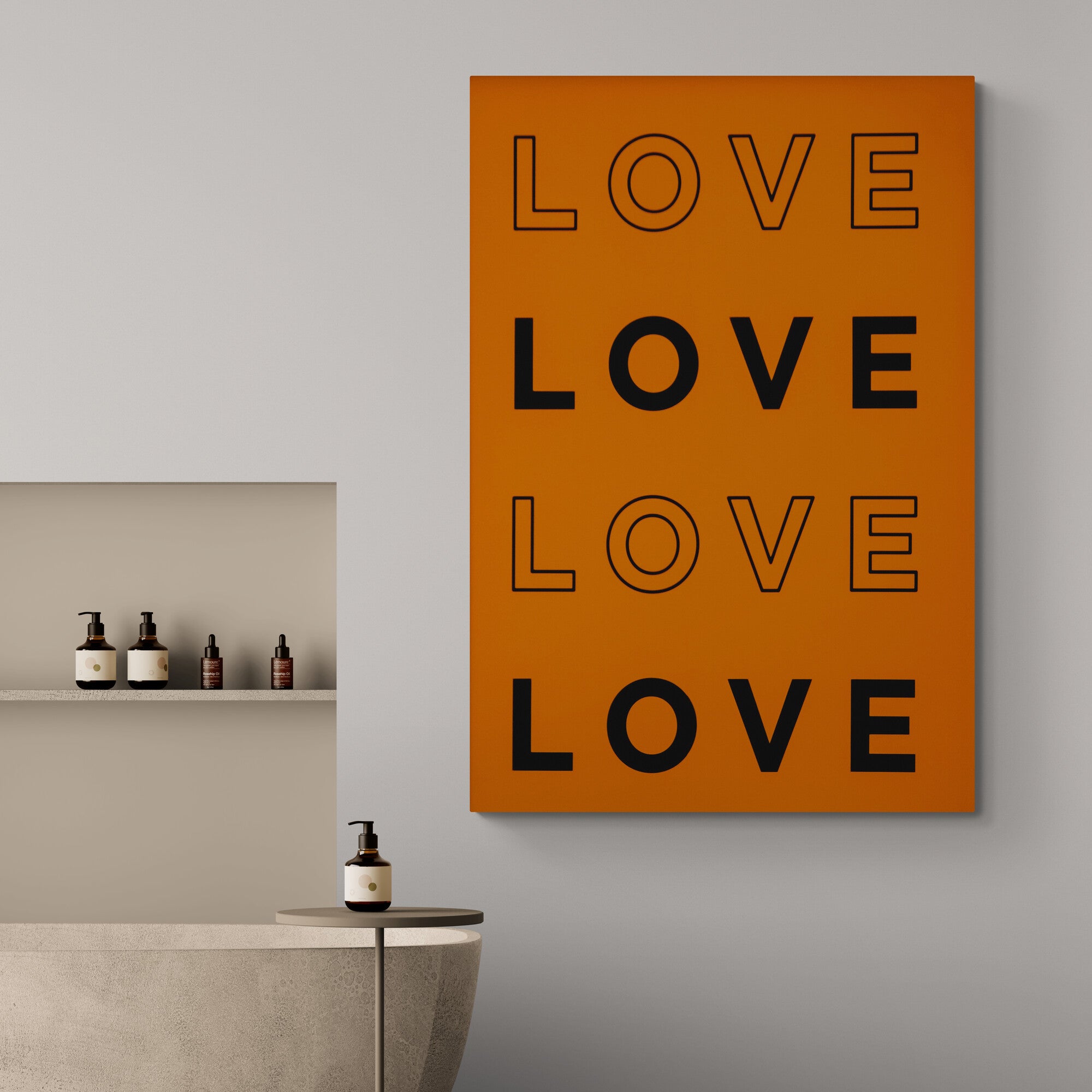 Love - Orange Wall Art - Canvas Wall Art Framed Print - Various Sizes