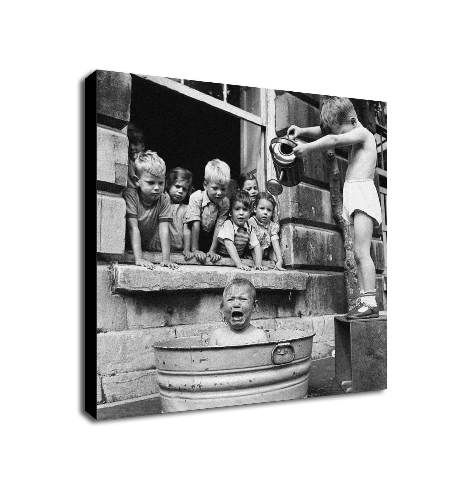 Bath Time - Funny Vintage Bathroom Wall Art - Framed Canvas Wall Art Print - Various Sizes