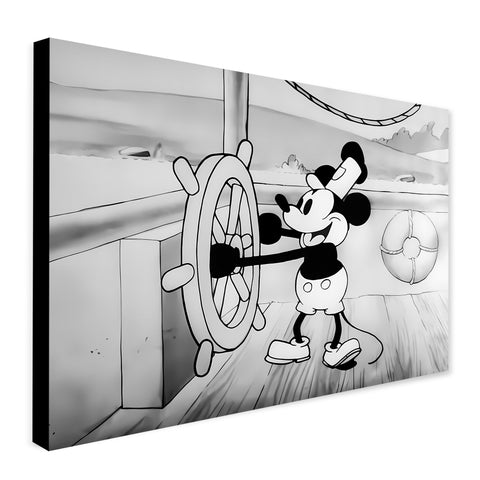 Mickey Mouse - Steamboat Willie - Vintage Movie Wall Art - Canvas Wall Art Framed Print - Various Sizes