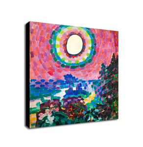 Landscape with Disc Abstract Art by Robert Delaunay - Framed Canvas Wall Art - Various Sizes