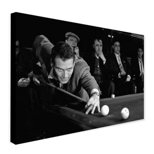 The Hustler - Classic Movie - Paul Newman Playing Pool - Canvas Wall Art Framed Print - Various Sizes