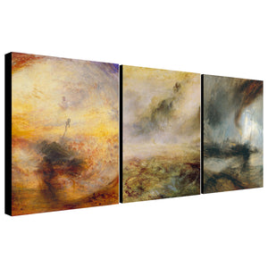 Seascape Storms - Set of 3 prints by J.M.W. Turner - Canvas Wall Art Framed Prints - Various Sizes