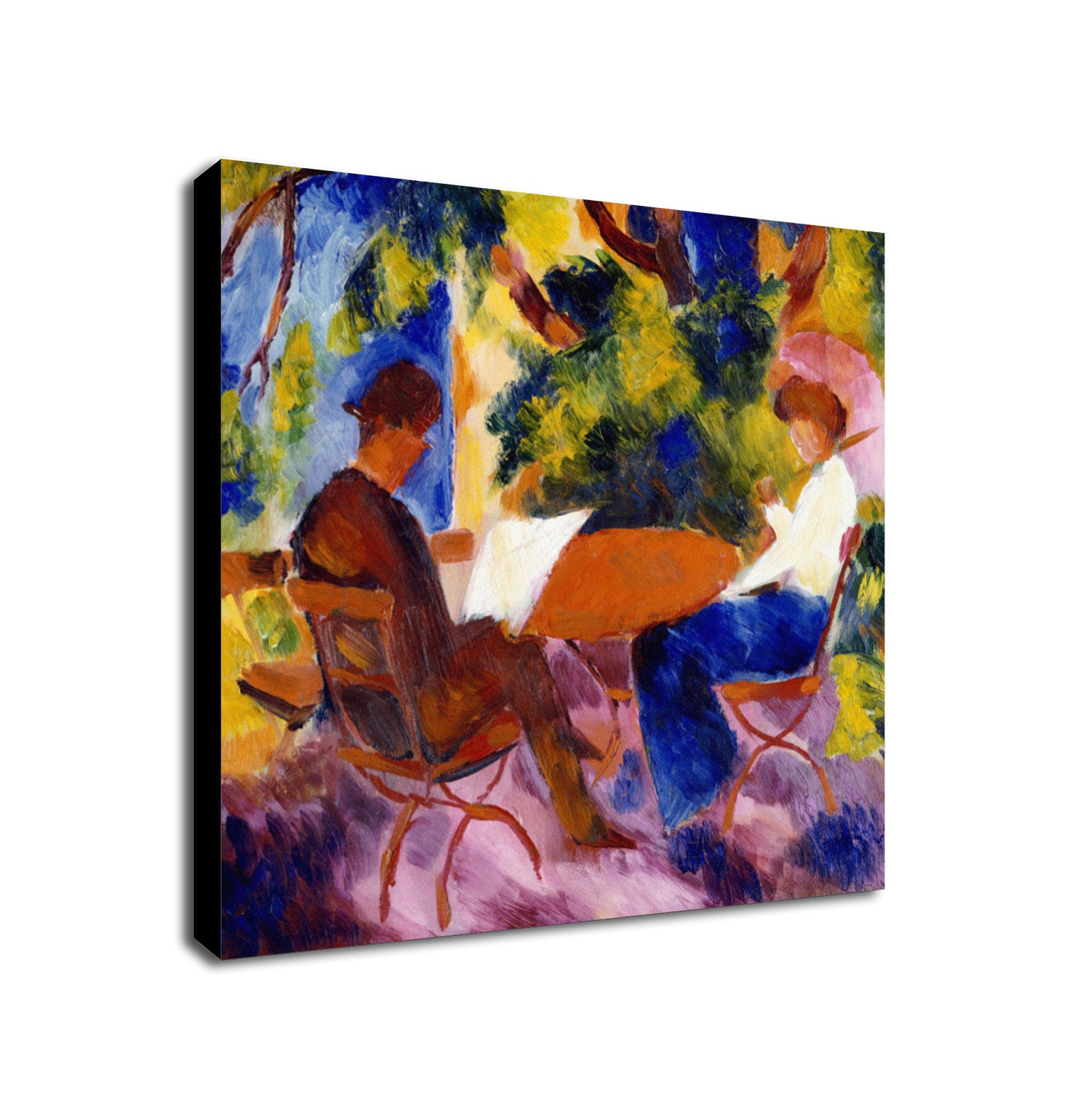At The Table - Abstract Wall Art by August Macke - Framed Canvas Wall Art Print - Various Sizes