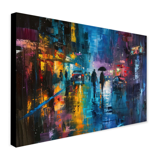 City Night Scene Cityscape Wall Art - Canvas Wall Art Framed Print - Various Sizes