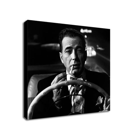 Humphrey Bogart Driving - Movie Art - Canvas Wall Art Framed Print - Various Sizes