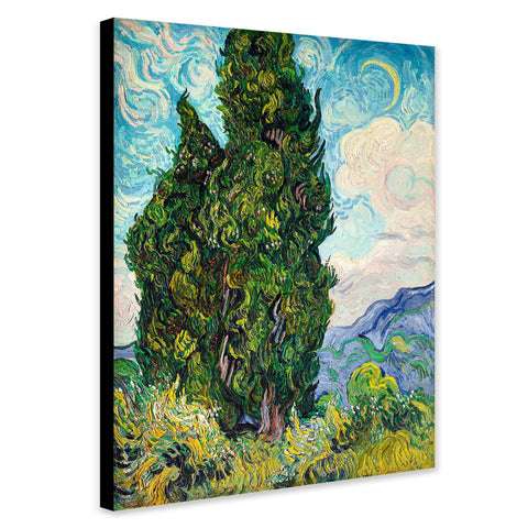 Cypresses by Vincent Van Gogh - Canvas Wall Art Framed Print - Various Sizes