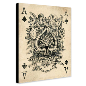 Ace Of Spades Vintage Playing Card Wall Art - Various Sizes