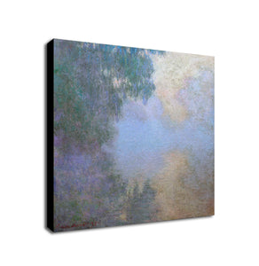 Morning on the Seine near Giverny by Claude Monet - Framed Canvas Wall Art Print - Various Sizes